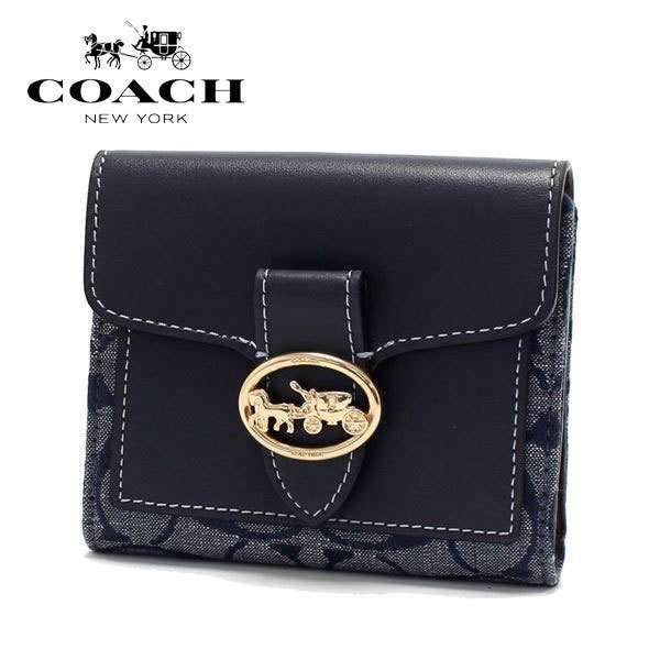50 割引最新発見 Coachコーチ二つ折り財布レディースcoachwalletデニムシグネチャーシャンブレーデニ 財布 ポーチ バッグ 雑貨 Coyoterungolf Com