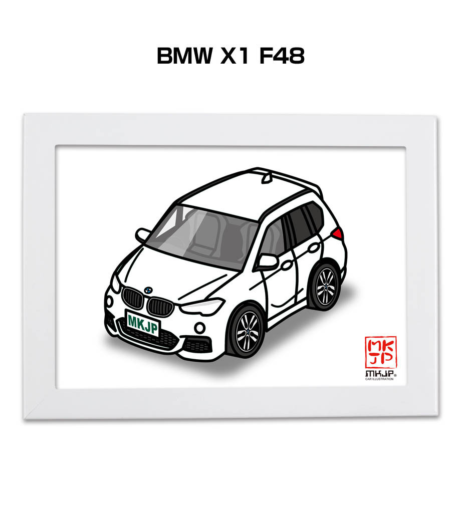 MKJP イラストA5 フレーム付き 外車 BMW X1 F48 ゆうメール送料無料