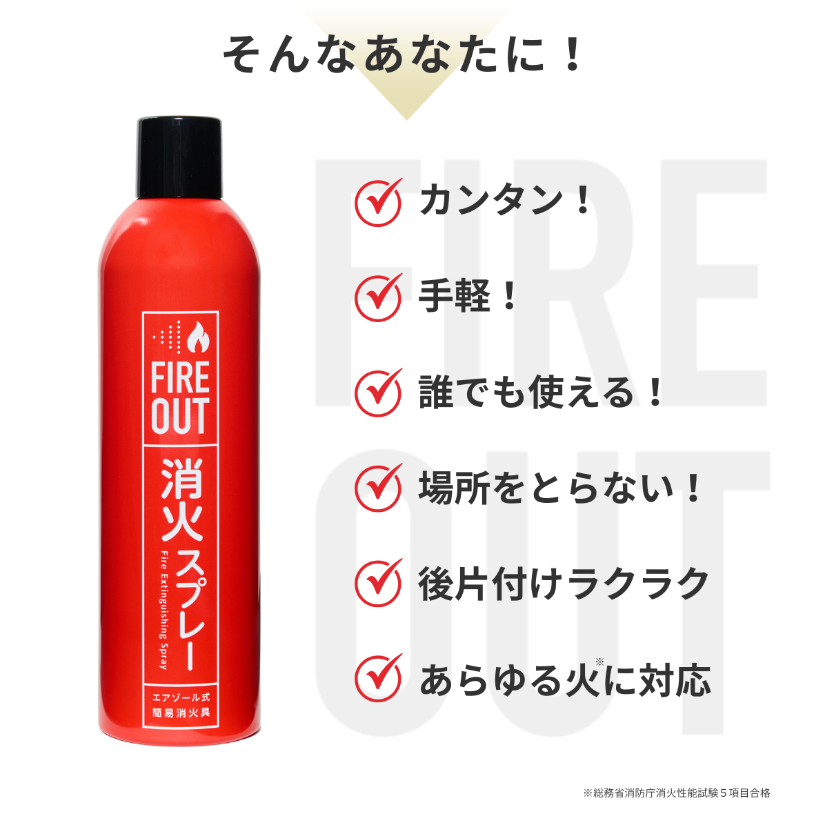FIREOUT ファイヤーアウト 消火剤 消火スプレー 軽量 5種類の火に対応