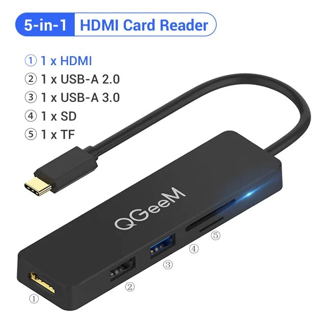 Qgeem-デュアルhdmi vga usbハブ,macbook pro用のCハブ,4k,micro sdカード,rj45,pd,usb,アダプター,｜mkshopsjapan｜07