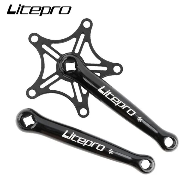 Liteproクランクチェーンホイール自転車クランクセット折りたたみ自転車超軽量366グラム角穴アルミ合金クランク130BCD