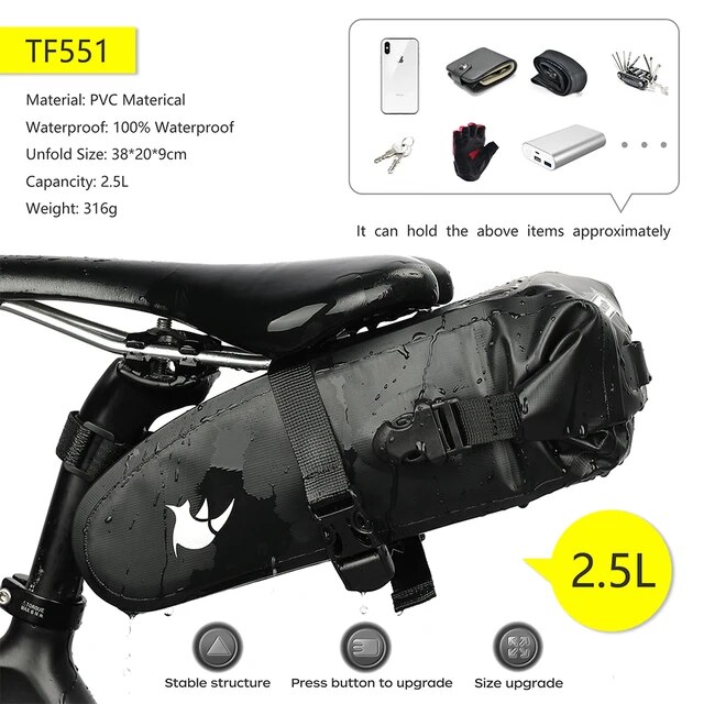 Rhinowalk-自転車サドルバッグ,1.5l,2.5l,完全防水,ロードバイクおよびマウンテンバイク修理ツール用｜mkshopsjapan｜04