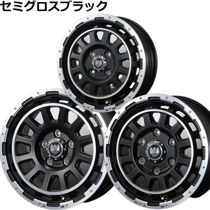 業販品 DUNLOP LE MANS 5＋ 165/60R14 75H Bahns Tech DH Stream セミグロスブラック 14インチ 4.5J+45 4H-100 夏用 4本の画像