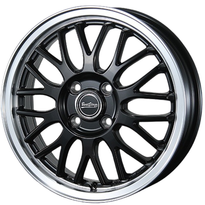 業販品 BRIDGESTONE POTENZA Adrenalin RE004 165/55R15 75V BeatStage MT-C セミグロスブラック 15インチ 4.5J+45 4H-100 夏用 4本