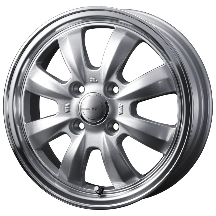 業販品 [人間宅-送りとどける不可] 車輪 4本 15in 5.5J+42 4H-100 GYRAFT 8S  SILVER/RIMPOLISH 自動車-車、バイク、自転車