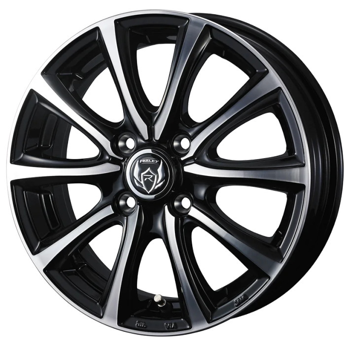 業販品 [人間宅-送りとどける不可] 車輪 4本 16in 6J+50 4H-100 RIZLEY MS ブラックメタリックポリッシュ タイヤ、ホイール-自動車