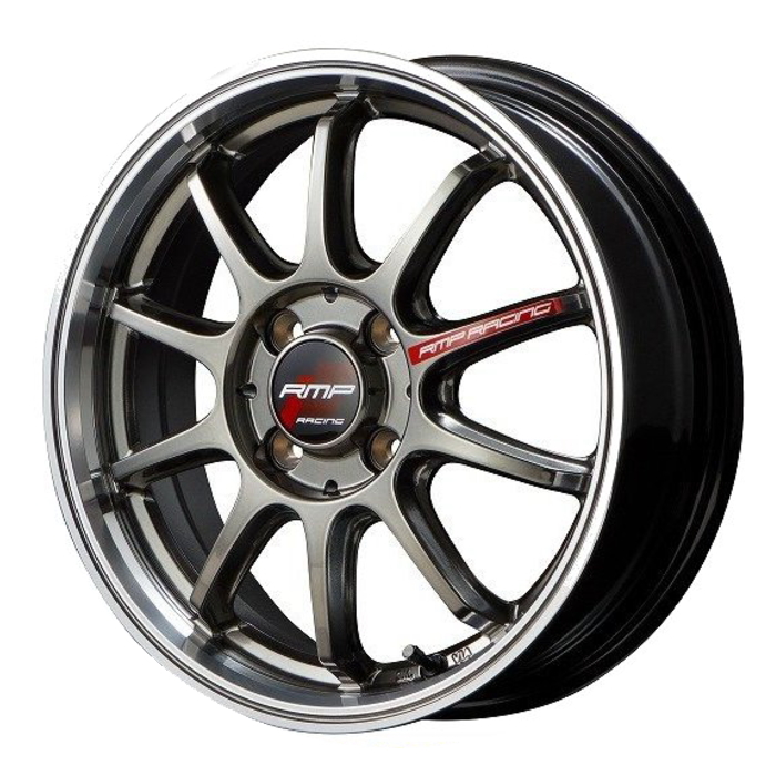 新品 車輪 4本 15in 5J+45 4H-100 RMP RACING R10 レーシングチタンシルバー/リムポリッシュ 車、バイク、自転車-タイヤ、ホイール-アルミホイール