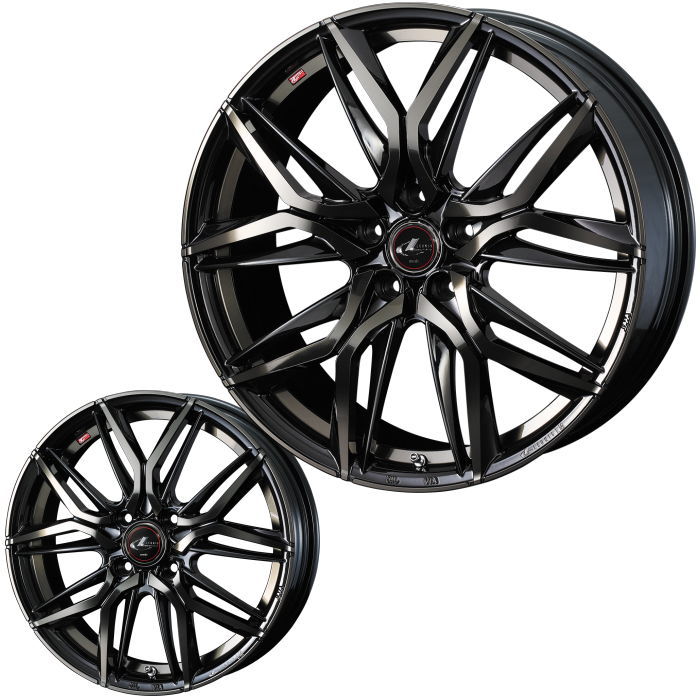 美品！18インチ weds LEONIS ホイール 215/45R18 タイヤ付 WEDS 215/45R18 LEONIS GX BK/SC RED 18インチ 5穴 114.3/100 7J