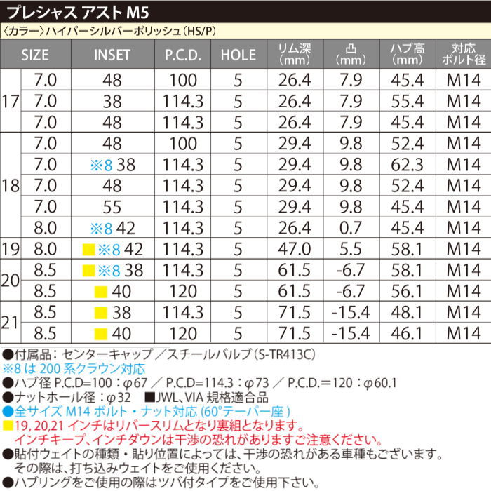 HOT STUFF（ホットスタッフ） 17インチ 5穴 114.3/100 7J プレシャス