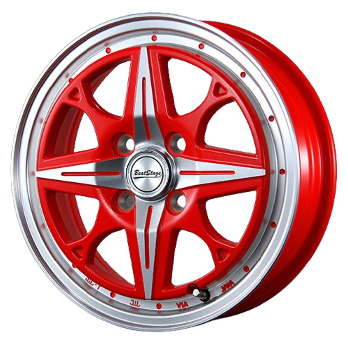 DUNLOP WINTER MAXX WM03 165/55R14 72Q BeatStage NS-C セミグロスレッド 14インチ 4.5J+45 4H-100 スタッドレス 4本セット