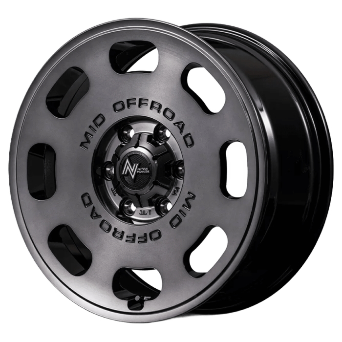 マルカサービス - 銀輪単品 1本 16in 7J+40 5H-114.3 NITRO POWER D8 PULSAR グロススモーク/マシンドフェイス