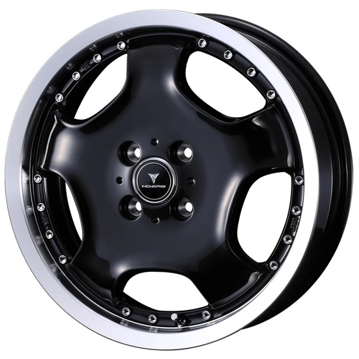 YOKOHAMA iceGUARD8 IG80 165/55R15 75Q NOVARIS ASSETE D1 BLACK/RIMPOLISH 15インチ 4.5J+45 4H-100 スタッドレス 4本セット