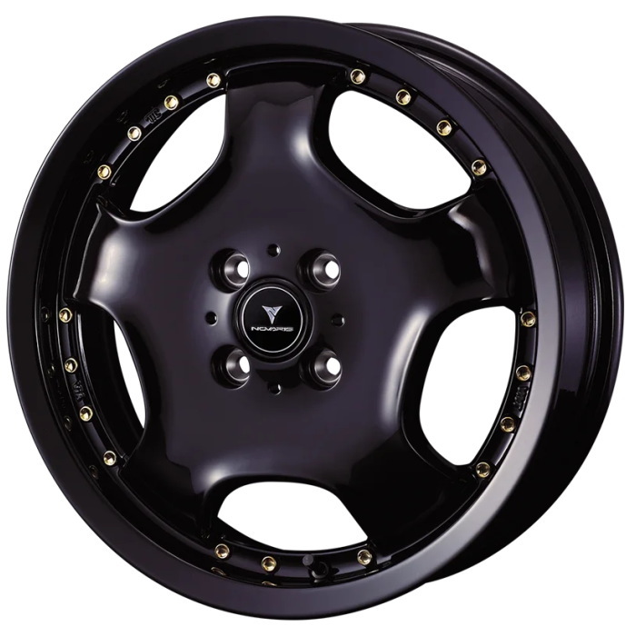 BRIDGESTONE POTENZA Adrenalin RE004 165/50R15 73V NOVARIS ASSETE D1 BLACK/GOLDピアス 15インチ 4.5J+45 4H-100 サマー 4本セット