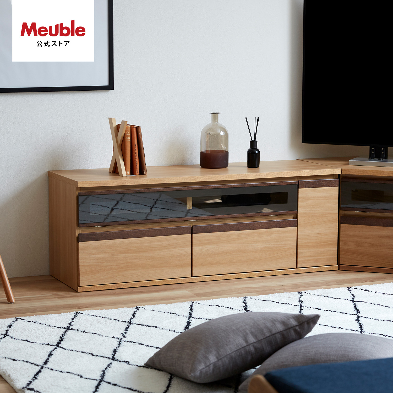 【 Meuble ( モーブル ) 公式 】 大川家具 ローボード テレビ台 TV台 リビング 収納 完成品 120cm 国産 日本製 木 ブラウン ナチュラル ブレイク_2