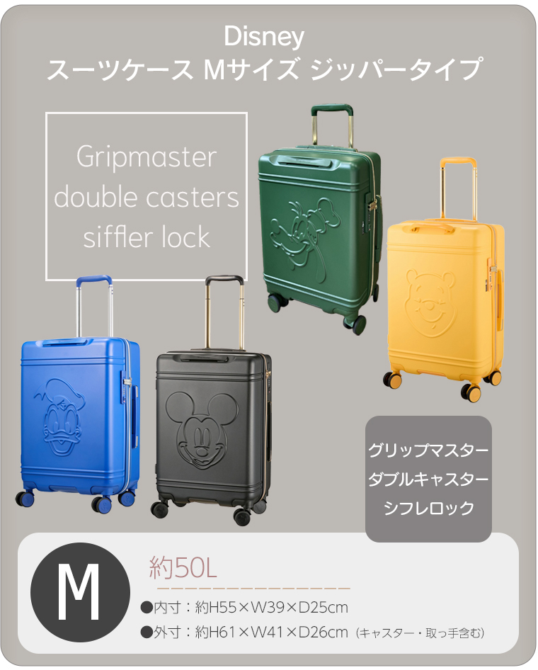スーツケース ファスナータイプ 50L Mサイズ 3〜4泊用 ハピタス