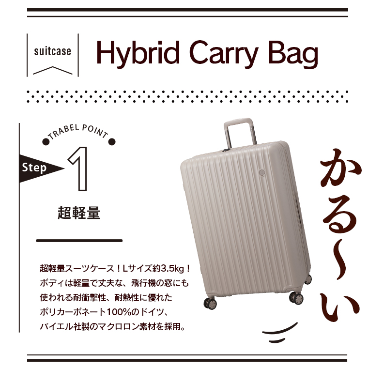 軽量スーツケース Lサイズ 100L 3.5Kg キャリーケース キャリーバッグ