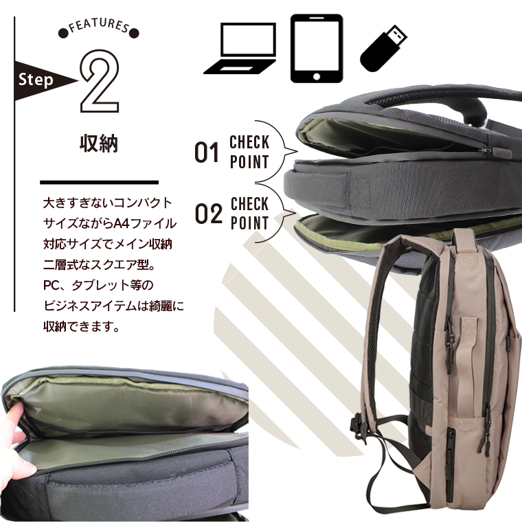 ビジネスリュック PC モバイル対応 超軽量 バックパック デイパック