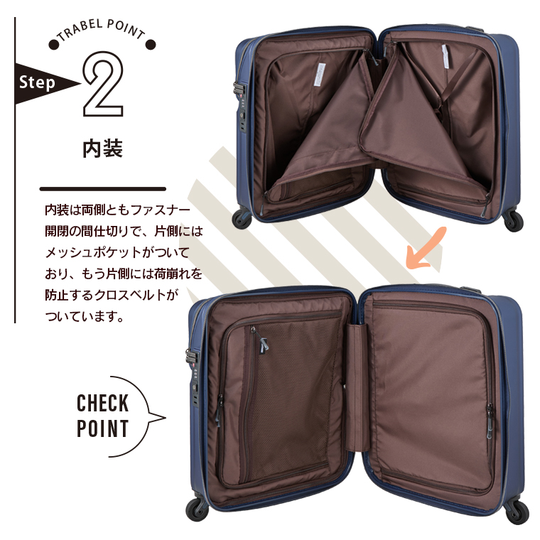 ハピタス フロントオープン スーツケース Sサイズ 37L シフレ ゼログラ