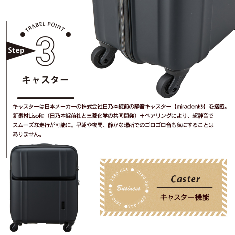 ハピタス フロントオープン スーツケース Sサイズ 37L シフレ ゼログラ