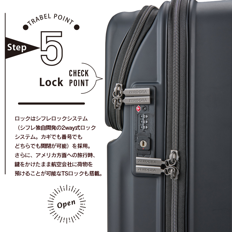 ハピタス フロントオープン スーツケース Sサイズ 37L シフレ ゼログラ