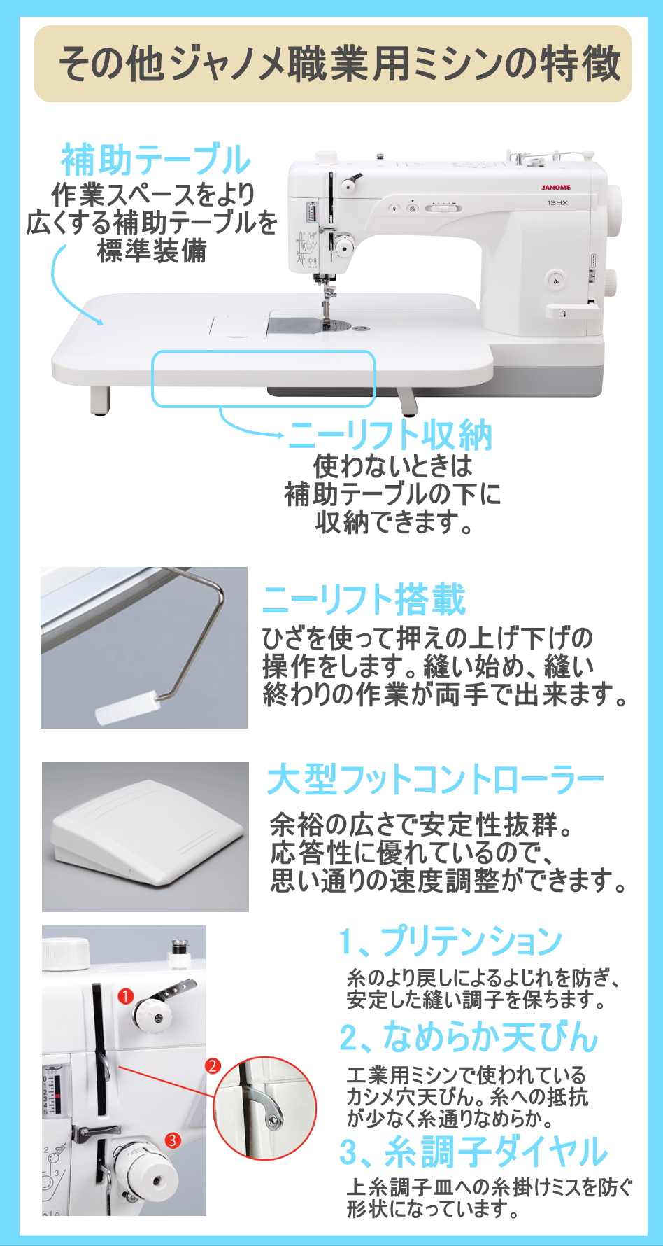 JANOME（ジャノメ） ミシン 本体 ミシン 13HX 職業用ミシン 家庭用針