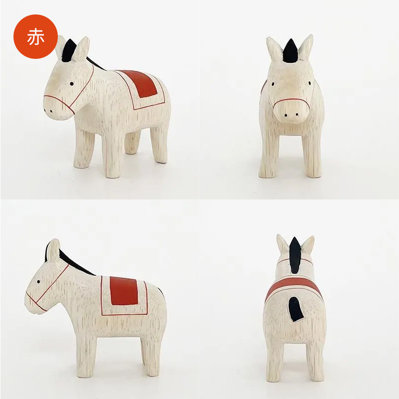 T-LABO 木製雑貨 polepole ぽれぽれ動物 ウマ 赤 / 金 / 黒 午年 馬