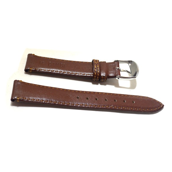 【バンビ】 BAMBI バンビ スコッチガード 革ベルト 18mm ブラウン×シルバー レザー