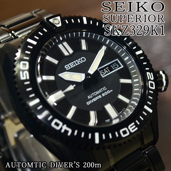 セイコー スーペリア 海外モデル 逆輸入 ダイバーズ SEIKO 腕時計 メンズ オールブラック ブラック文字盤 ステンレスベルト SKZ329K1  サイズ調整無料 :SKZ329K1:セイコー5とZIPPOの穴場 MMR - 通販 - Yahoo!ショッピング