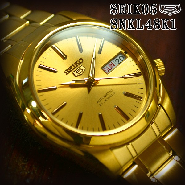 セイコー5 海外モデル 逆輸入 SEIKO5 腕時計 メンズ ゴールド文字盤 
