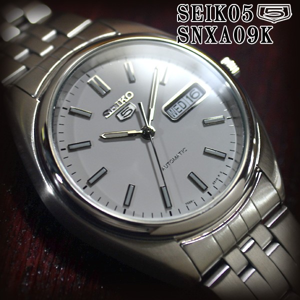 セイコー5 海外モデル 逆輸入 SEIKO5 腕時計 メンズ ホワイト文字盤 ステンレスベルト SNXA09K サイズ調整無料
