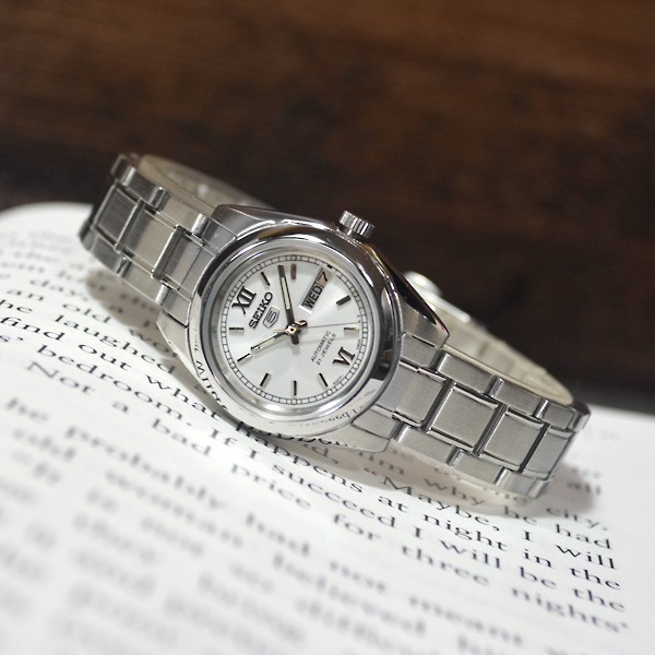超美品　SEIKO 5 自動巻き 腕時計 シルバー ギザベゼル　ライスベルト symk23k1_1.jpg