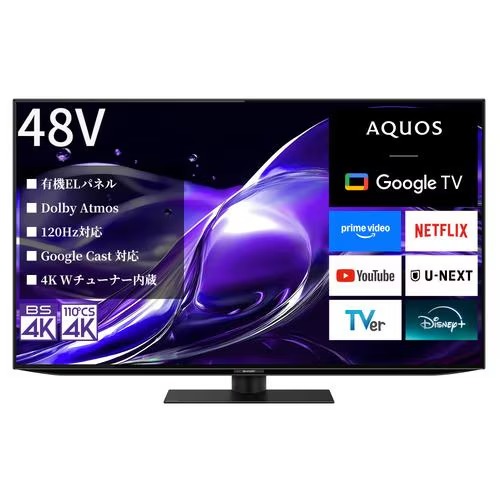 4TC48EQ2�@�V���[�v 48V�^ �L�@EL �e���r AQUOS OLED 4T-C48EQ2 4K �`���[�i�[���� Google TV