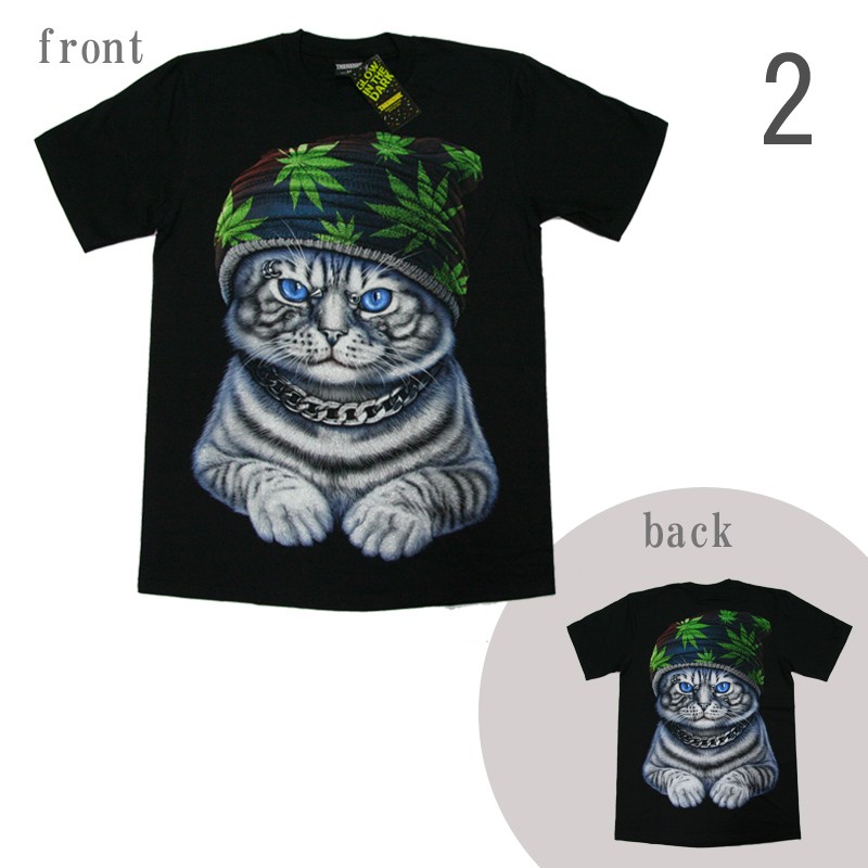 THANABAT Tシャツ デザイン カットソー トップス 猫 アニマル プリント