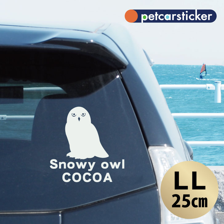 車 ステッカー 【 シロフクロウ 】【LＬ】 かわいい シンプル カーステッカー カッティングシート グッズ プレゼント おしゃれ オーダーメイド 名前 シール