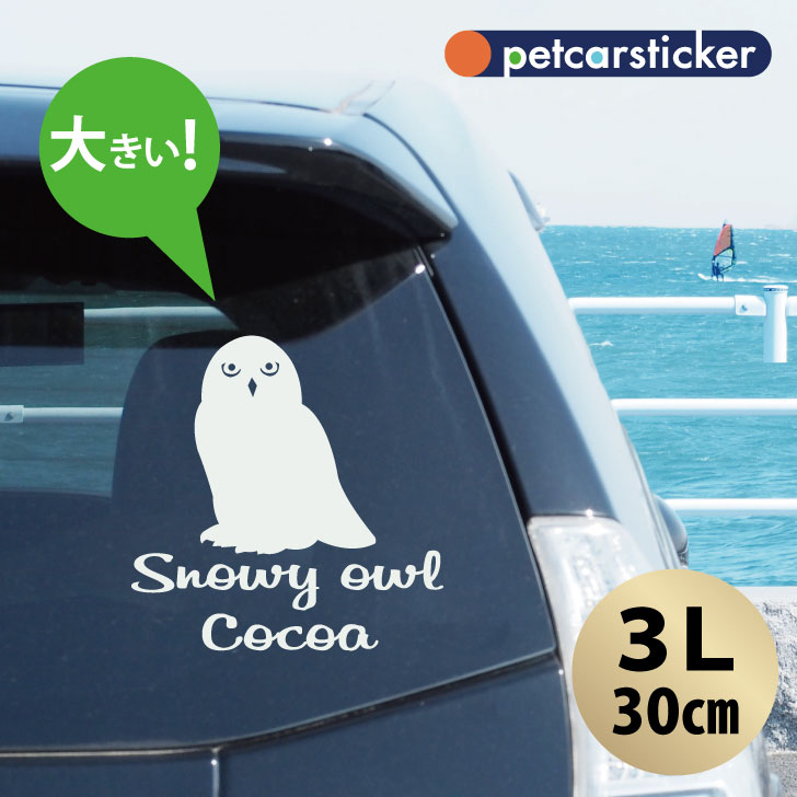 車 ステッカー 【 シロフクロウ 】【3Ｌ】 かわいい シンプル カーステッカー カッティングシート グッズ プレゼント おしゃれ オーダーメイド 名前 シール