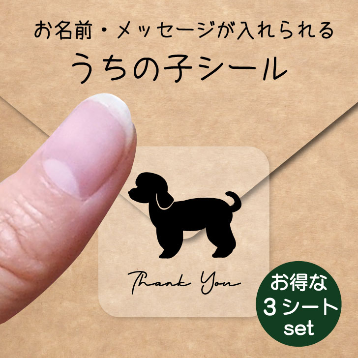 うちの子 シール お得な3シートセット【 マルチーズ パピーカット 】 お名前シール 名前付け メッセージ ステッカー ペット グッズ 防水 透明 クリア