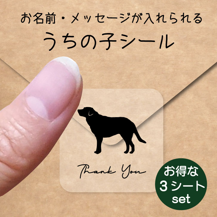 うちの子 シール お得な3シートセット【 ラブラドールレトリバー 】 お名前シール 名前付け メッセージ ステッカー ペット グッズ 防水 透明 クリア