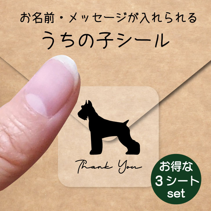 うちの子 シール お得な3シートセット【 ジャイアントシュナウザー 】 お名前シール 名前付け メッセージ ステッカー ペット グッズ 防水 透明 クリア