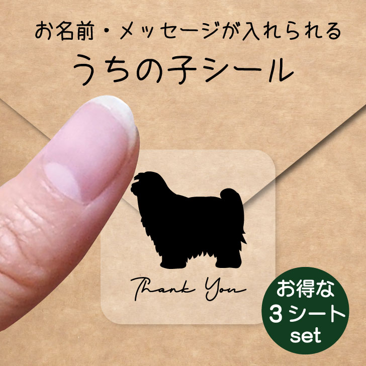 うちの子 シール お得な3シートセット【 チベタンテリア 】 お名前シール 名前付け メッセージ ステッカー ペット グッズ 防水 透明 クリア オーダーメイド