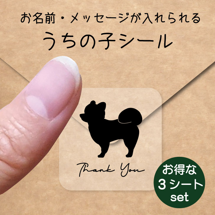 うちの子 シール お得な3シートセット【 ポメラニアン 柴犬カット 】 お名前シール 名前付け メッセージ ステッカー ペット グッズ 防水 透明 クリア