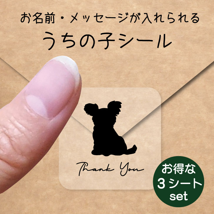 うちの子 シール お得な3シートセット【 チワプー 】 お名前シール 名前付け メッセージ ステッカー ペット グッズ 防水 透明 クリア オーダーメイド minne