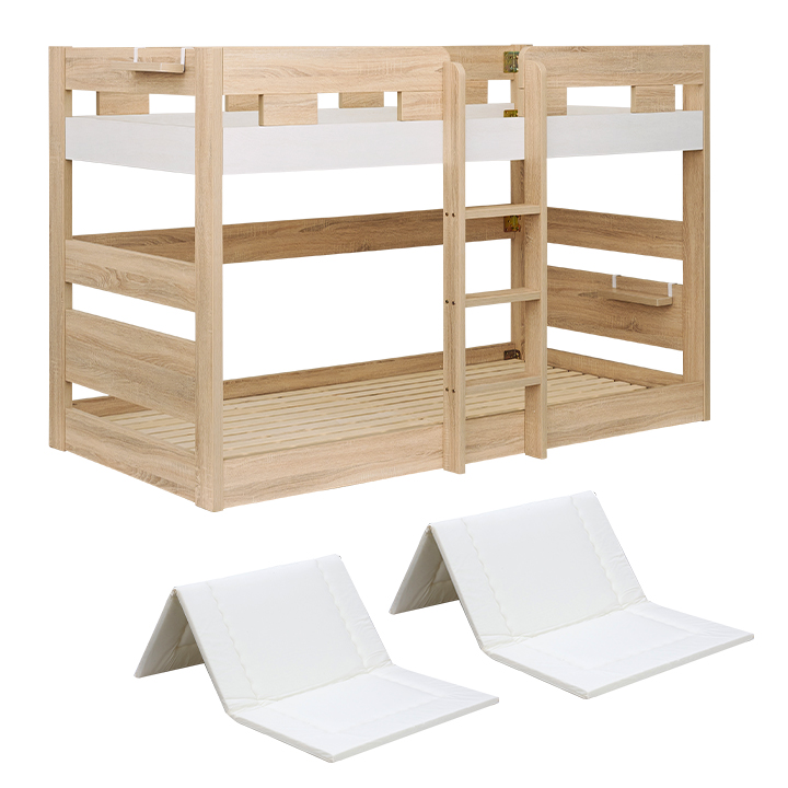 日本製マットレス付き シンプル 二段ベッド 2段ベッド 二段ベット 2段ベット ロータイプ 木製 子...