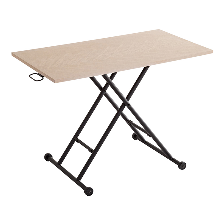 完成品 無段階昇降式 ヘリンボーン柄 テーブル ダイニング 食卓テーブル 木製 1人用 ナチュラル シンプル 折りたたみ昇降テーブル HELINZ(ヘリンズ) 3色対応｜mobel｜02