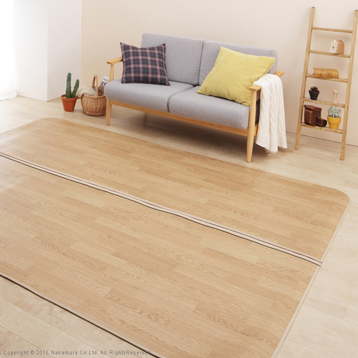 国産 抗菌・防カビ・防汚 床暖対応 防水 ホットカーペットカバー ラグ オールシーズン 木目調カーペット Woody(ウッディ) 250x198cm 3畳用 3色対応 61600003