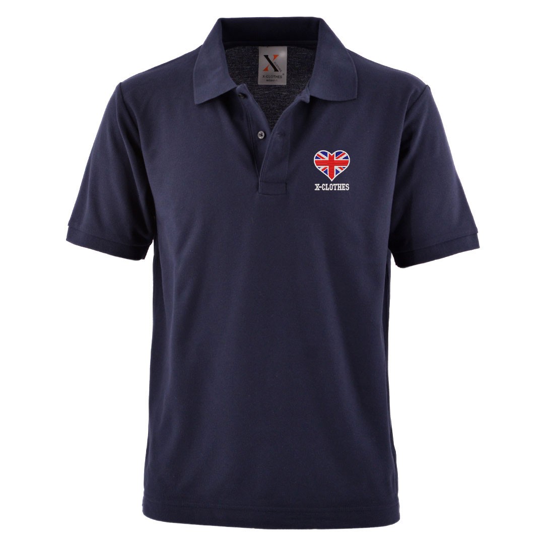 刺繍ロゴ ネイビー ポロシャツ 半袖 刺繍 半袖 ポロシャツ メンズ オリジナル 無地 ワンポイント ロゴ
