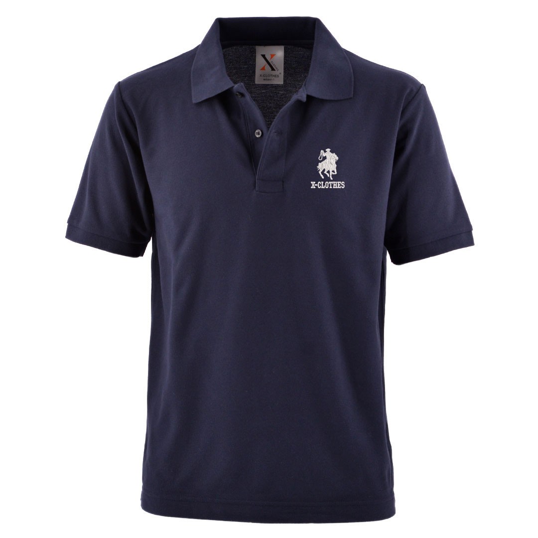 刺繍ロゴ ネイビー ポロシャツ 半袖 刺繍 半袖 ポロシャツ メンズ オリジナル 無地 ワンポイント ロゴ