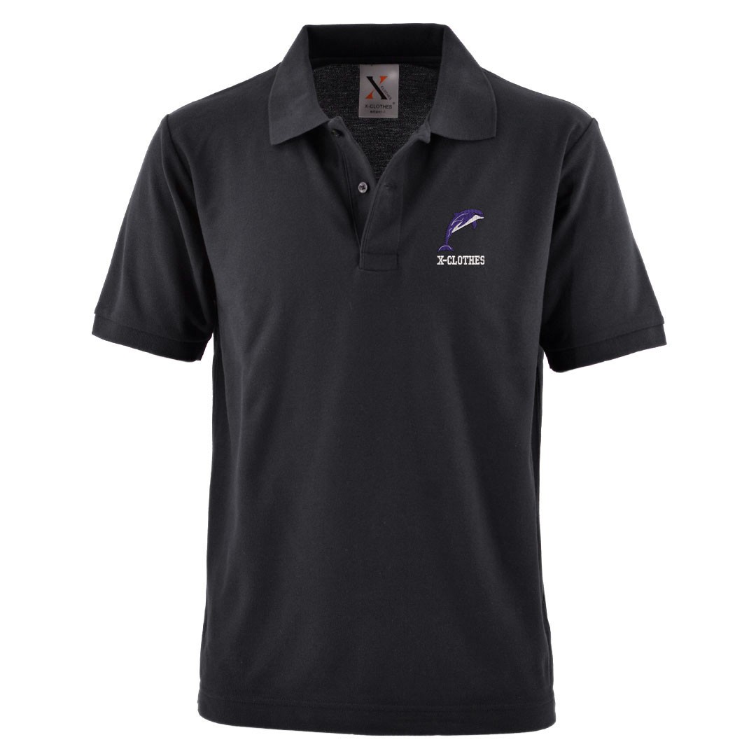 ブラック ポロシャツ 刺繍ロゴ付き Foxfire（フォックスファイヤー） ポロシャツ 別注 刺繍ロゴ 鹿の子