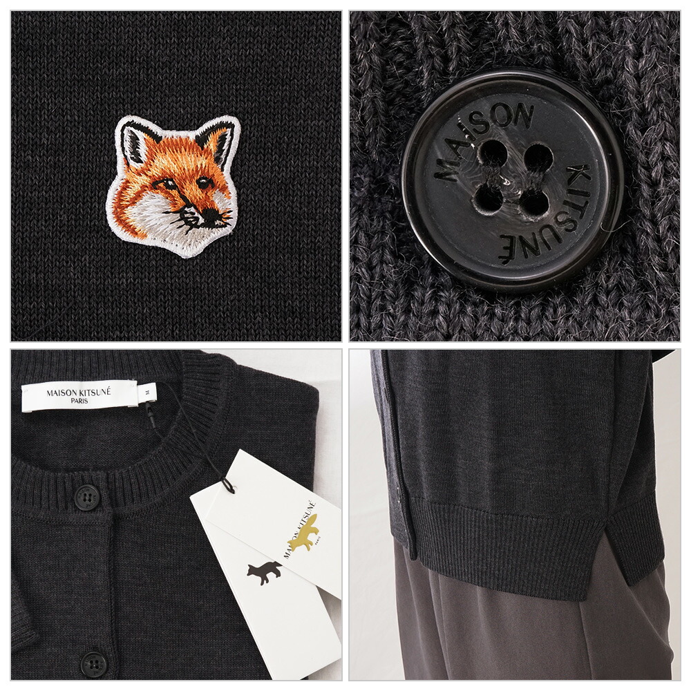 MAISON KITSUNE メゾンキツネ レディース カーディガン FOX HEAD PATCH R-NECK CARDIGAN クルーネック HW00521KT1036 331002090_1.jpg