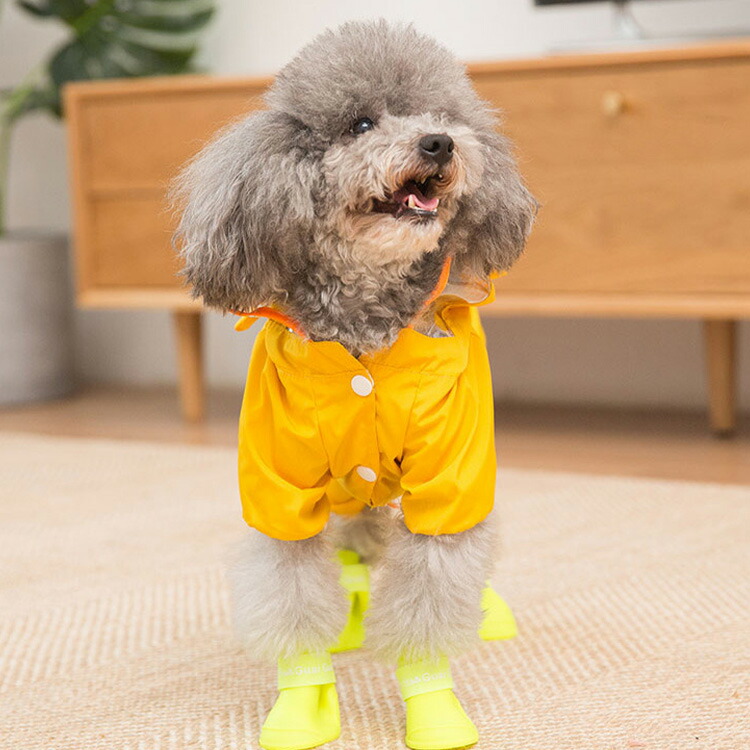 犬用 レインコート 小型犬 フード付き 透明 全3色 雨具 カッパ 雨合羽 撥水 散歩 雨の日 梅雨 反射テープ｜mobilebatteryampere｜15