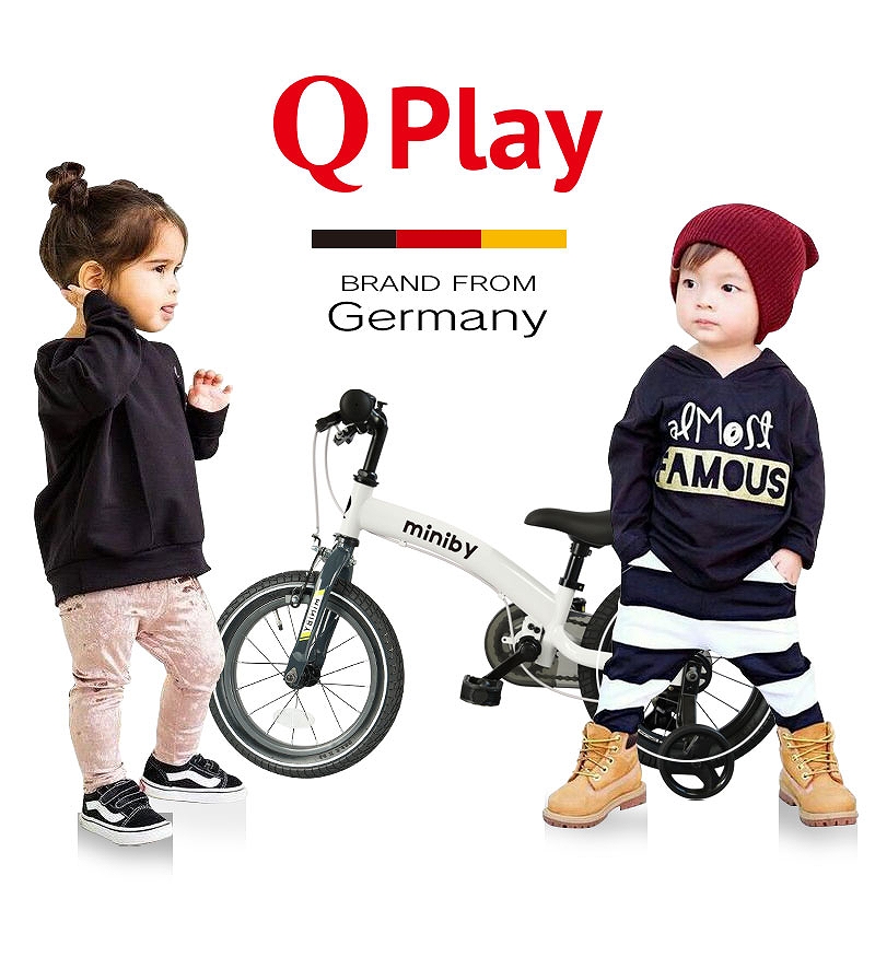 子供用自転車 14インチ Q play Miniby14 3in1 キックバイク 補助輪付き